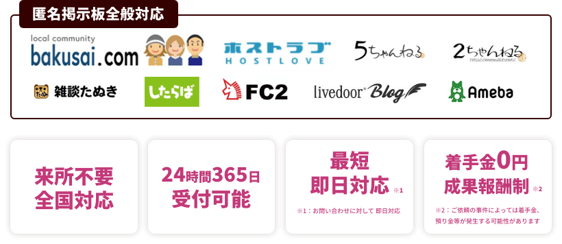 匿名掲示板全般対応可能です
